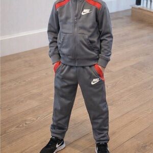 Nike Kids Gray and Red Joggers